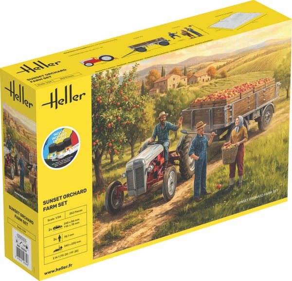 HELLER : REF : 52334 : 1:24 : FRANCE : THEME SET : Sunset Orchard : Farm Set (3 Fig.) (STARTER KIT)