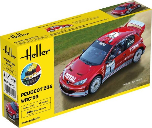 HELLER : REF : 56113 : 1:43 : FRANCE : PEUGEOT : Peugeot 206 WRC'03 (Racing Car / Voiture de Course) (1999-2003) (STARTER KIT)