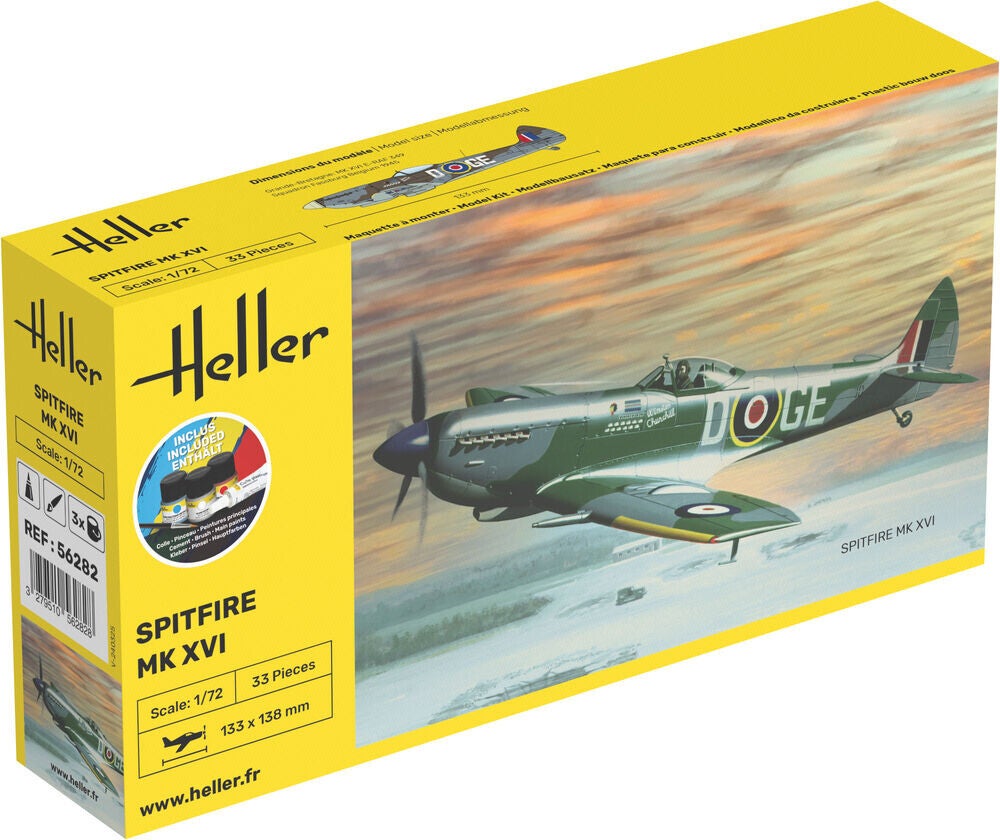 HELLER : REF : 56282 : 1:72 : UK : SUPERMARINE Spitfire Mk XVI E (STARTER KIT)