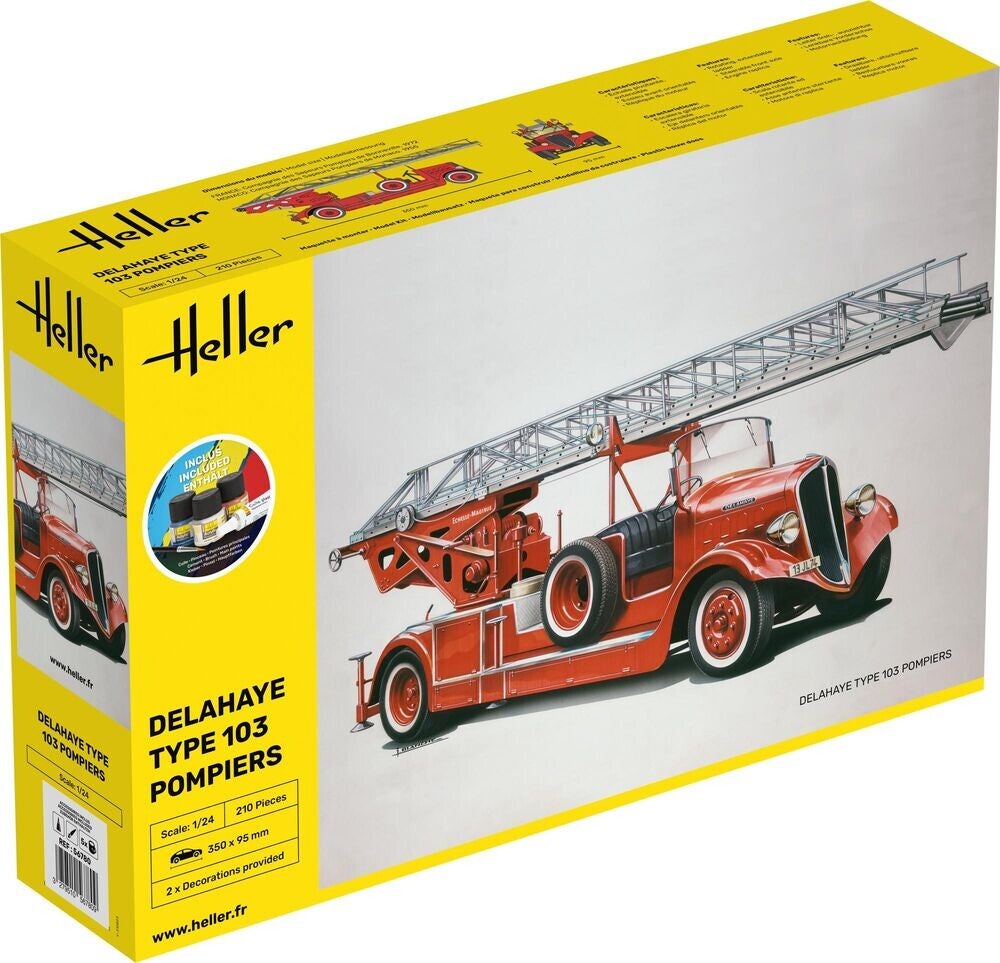 HELLER : REF : 56780 : 1:24 : FRANCE : DELAHAYE : Type 103 (Camion Pompier) (1949-1990) (STARTER KIT)