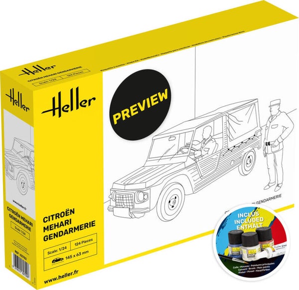 HELLER : REF : 58702 : 1:24 : FRANCE : Citroën : Mehari Gendarmerie (1968-1987) (STARTER KIT)