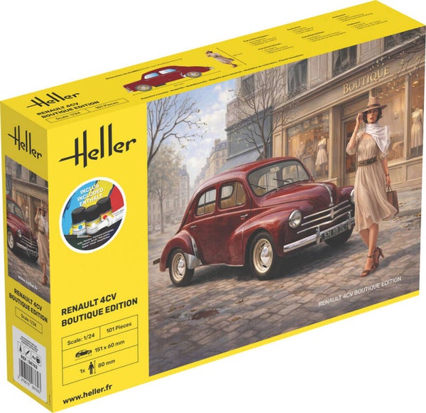 HELLER : REF : 58762 : 1:24 : FRANCE : THEME SET : RENAULT : 4CV (1947-1961) (BOUTIQUE EDITION (1 Fig.)) (STARTER KIT)