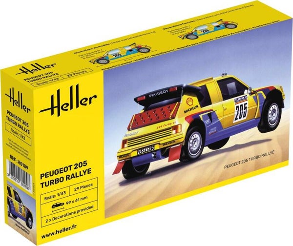 HELLER : REF : 80189 : 1:43 : FRANCE : PEUGEOT : 205 Turbo Rallye (Racing Car / Voiture de Course) (1983-1987)