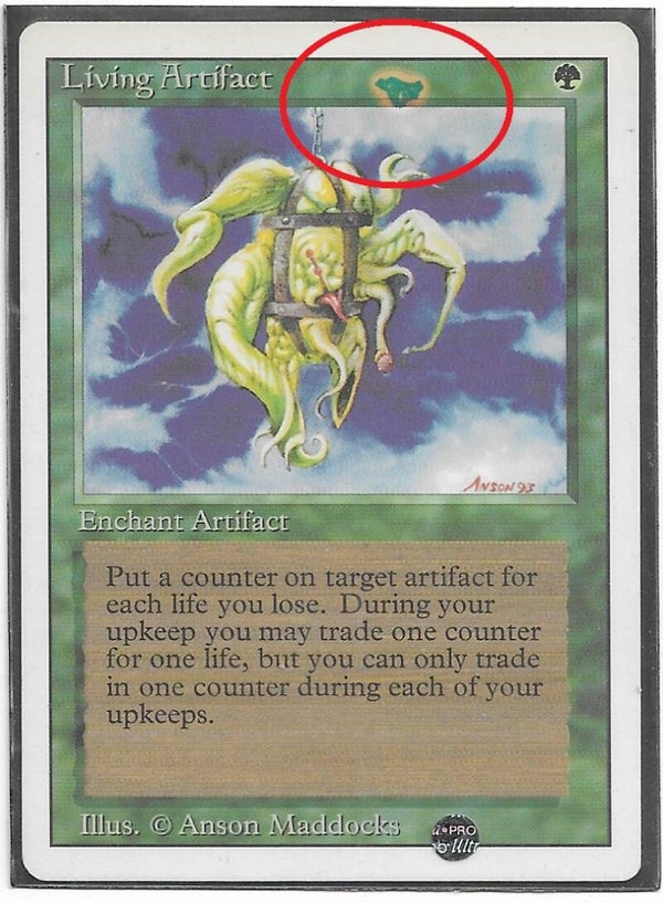 Magic : The Gathering (MTG) : Living Artifact (Revised ED. US -1994) - R  (MISPRINT : Yellow halo with a island)