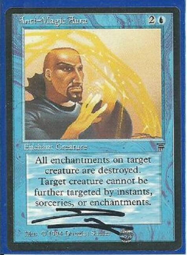 Magic : The Gathering (MTG) : Anti-Magic Aura - (Legends) - C (SIGNED DOUGLAS SHULER)  (SPLD+)