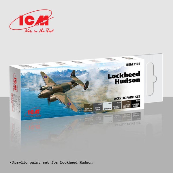 ICM : REF : 3102 : ACRYLIC PAINT SET : for WWII US Lockheed Hudson