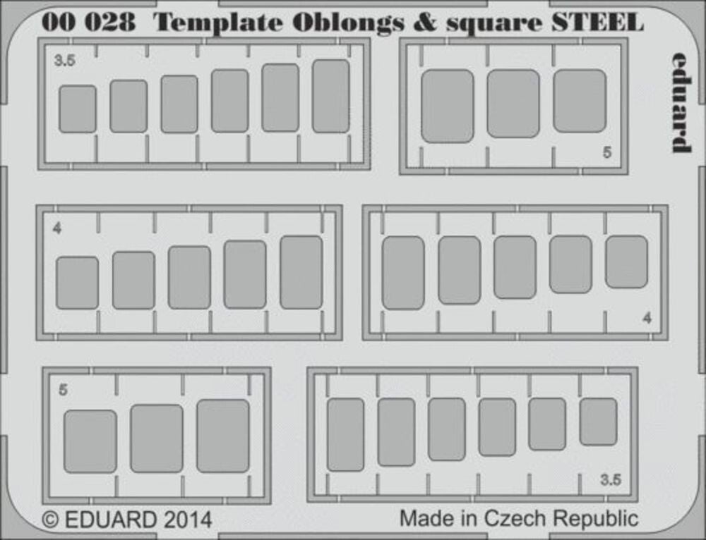 EDUARD : REF : 00028 : TOOL / OUTILLAGE : MODELING TEMPLATE : Oblongs & Square STEEL