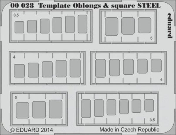 EDUARD : REF : 00028 : TOOL / OUTILLAGE : MODELING TEMPLATE : Oblongs & Square STEEL