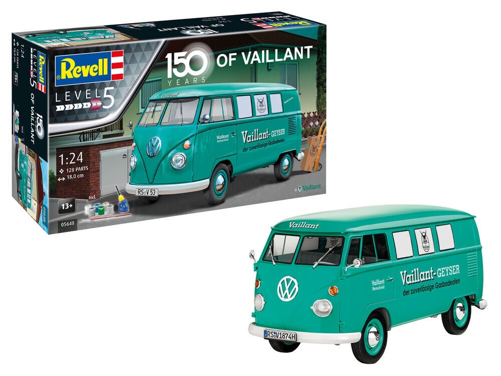 REVELL : REF : 05648 : 1:24 : German : VOLKSWAGEN (VW) : VW T1 Bus (150 years of Vaillant) (1967-"2014")