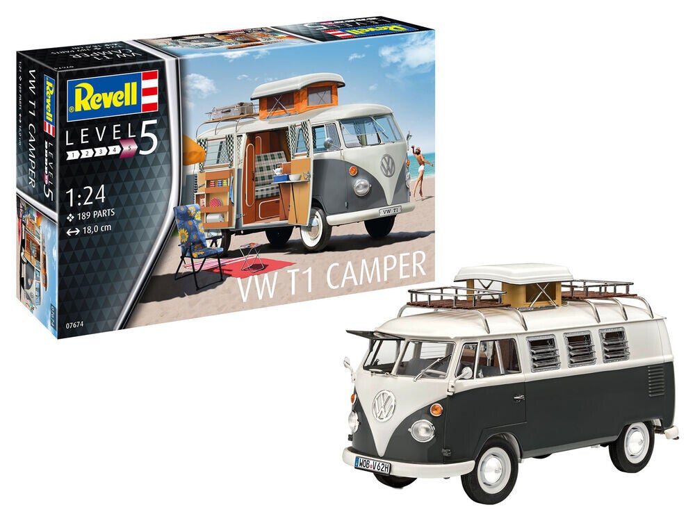 REVELL : REF : 07674 : 1:24 : German : VOLKSWAGEN (VW) : VW T1 Camper (Combi) (1967-"2014")