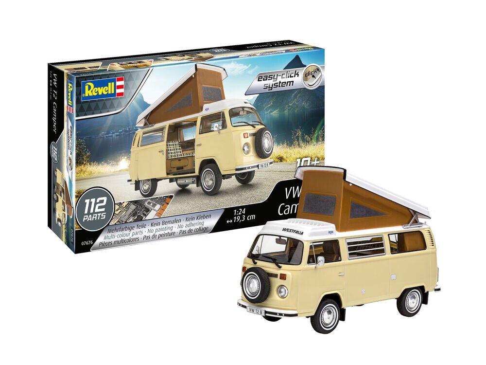 REVELL : REF : 07676 : 1:24 : German : VOLKSWAGEN (VW) : VW T2 Camper (Combi) (1967-"2014") (EASY CLICK SYSTEM !)