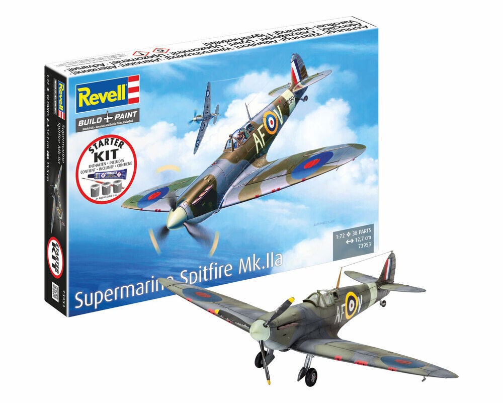 REVELL : REF : 73953 : 1:72 : STARTER KIT BEGINNER / DEBUTANT LEVEL 3 : UK : Spitfire Mk.IIa