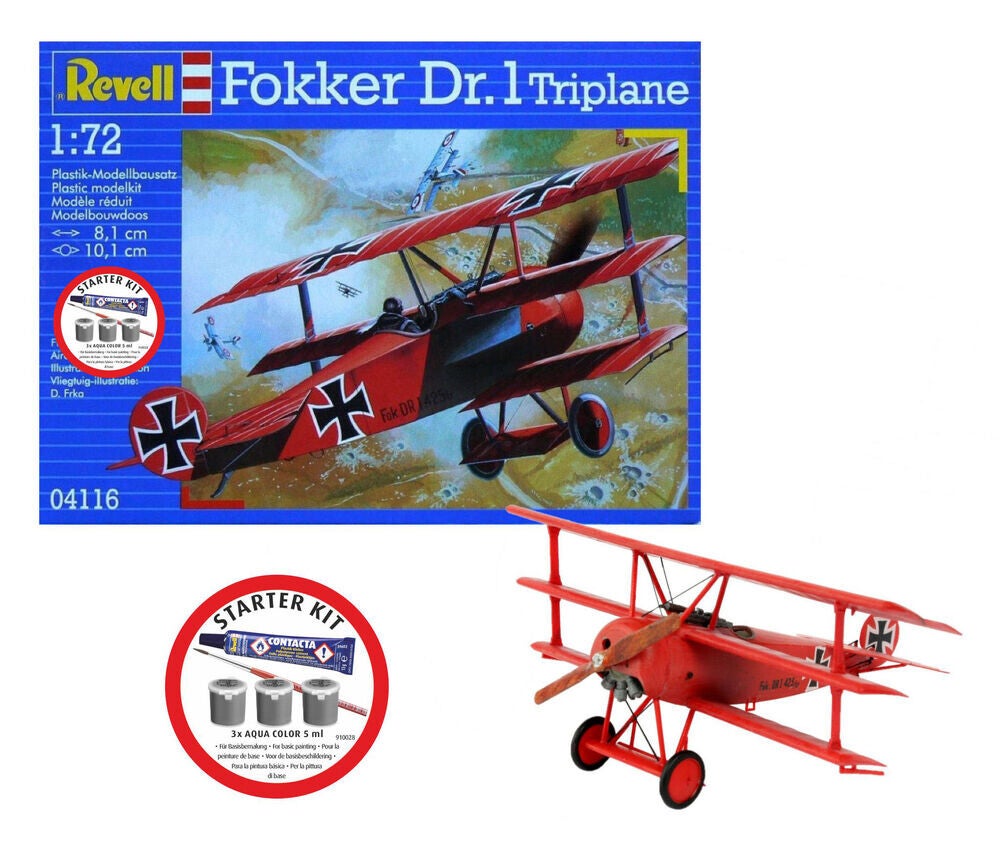 REVELL : REF : 74116 : 1:72 : German Fokker DR.1 Triplane (STARTER KIT)