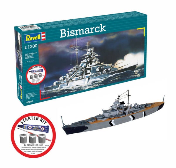 REVELL : REF : 75802 (05802)  : 1:1200 : STARTER KIT ADVANCED / AVANCE LEVEL 4 : German Bismarck ((Battleship / Cuirassier) (STARTER KIT)