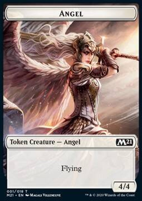 MTG : TOKEN : Angel (W 4/4) / Knight (W 2/2 Vigilance) - (Core Set 2021 (Extra) - FOIL