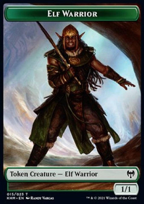 Magic : The Gathering (MTG) : Elf Warrior (Green 1/1) / Elemental (Green Trample) (Kaldheim (KMH)) (Extra : 015 / 023 ) - TOKEN