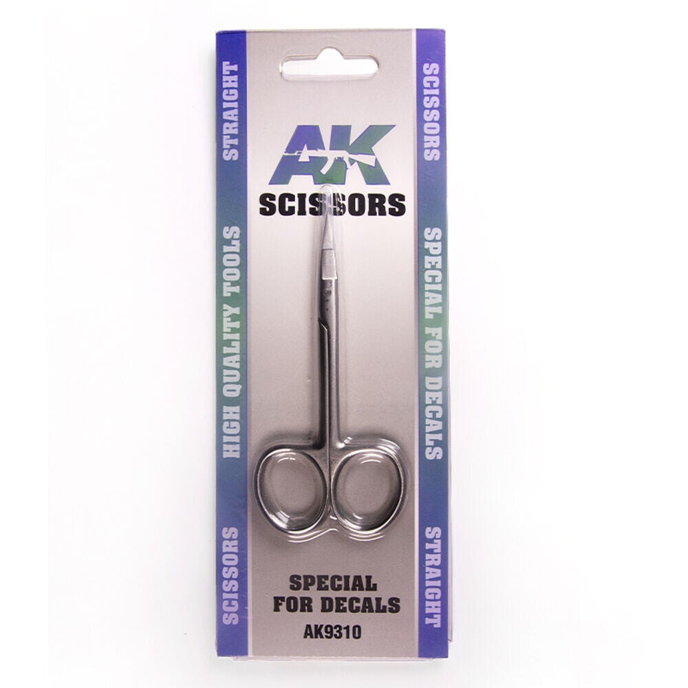 AK INTERACTIVE : REF : AK9310 : TOOL / OUTILLAGE : SCISSORS STRAIGHT (SPECIAL DECALS AND PAPER) / CISEAUX DROITS (AUTOCOLLANTS ET PAPIER SPÉCIAUX)
