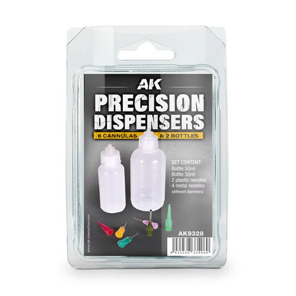 AK INTERACTIVE : REF : AK9328 : TOOL / OUTILLAGE : PRECISION DISPENSERS (6cannulas & 2 bottles)