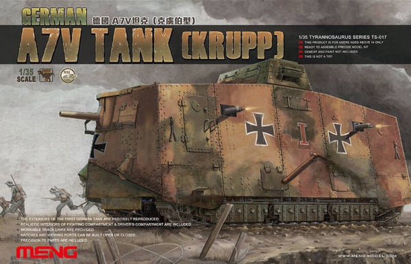 MENG MODEL : REF : TS-017 : 1:35 : GERMAN (Empire) : KRUPP : A7V Tank (Sturmpanzer) (WWI)