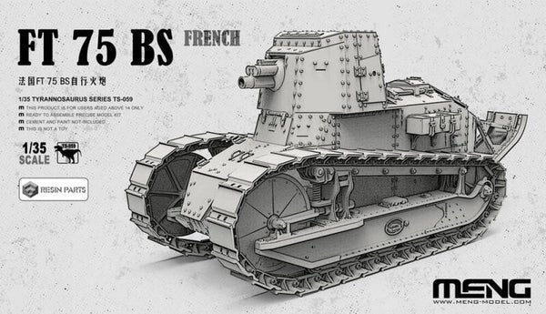 MENG MODEL : REF : TS-059 : 1:35 : FRANCE : RENAULT : FT-75 BS Light Tank (Incl. Resin Parts) (WWI)