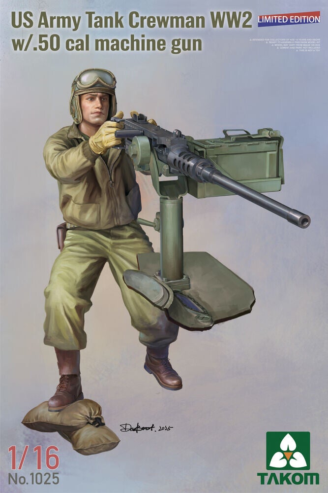 TAKOM : REF : 1025 : 1:16 ! FIG :  US Army Tank Crewman (with .50 cal Machine Gun) (Limited Edition) (WWII)