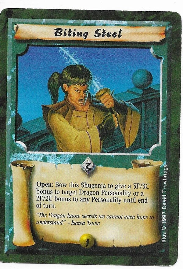 L5R : SPELL : Biting Steel (Crimson and Jade R.C. (CaJ)) - "FIXED REPRINT"