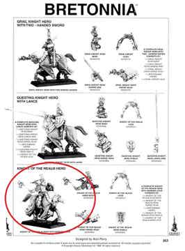 WARHAMMER : (GAMES WORKSHOP) - BRETONNIAN : KNIGHT OF THE REALM HERO WITH MORGENSTERN (PAINTED)