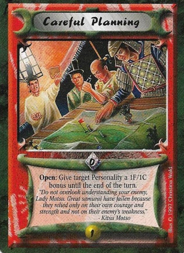 L5R : HOLDING : Careful Planning (Crimson and Jade R.C. (CaJ)) - "FIXED REPRINT"
