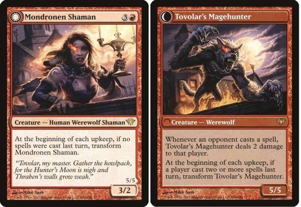Magic the Gathering (MTG) : Mondronen Shaman / Tovolar's Magehunter (Dark Ascension (DKA) - R