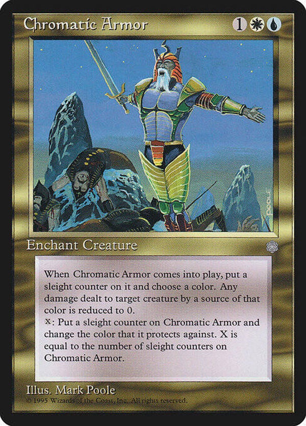 Magic : The Gathering (MTG) : Chromatic Armor (GLOSSY Ice Age (ICEGL)) - R  (POOR)
