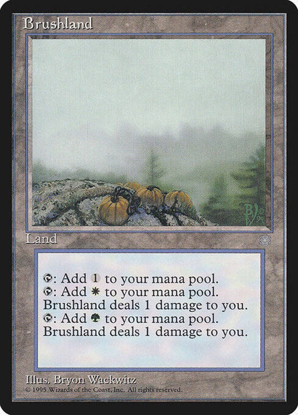 Magic : The Gathering (MTG) : Brushland (GLOSSY Ice Age (ICEGL)) - R (PLD MINUS)