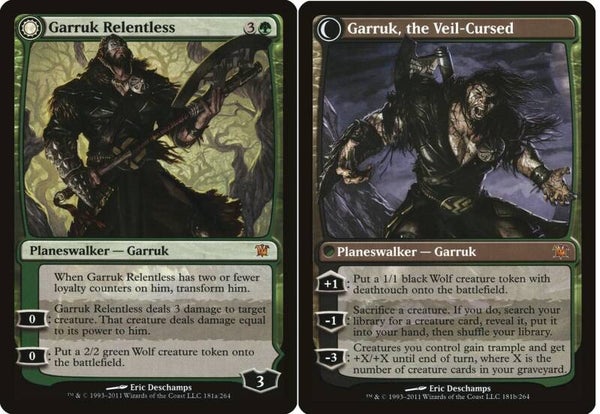 Magic : The Gathering (MTG) : Garruk Relentless / Garruk, the Veil-Cursed (Innistrad (ISD)) - M   (SPLD+)