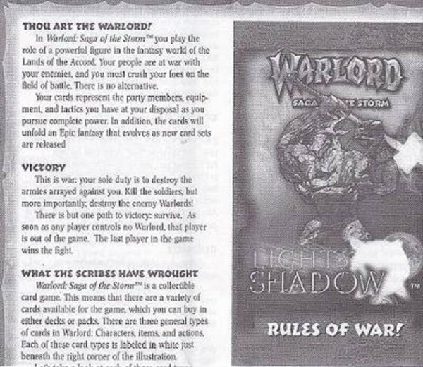 Warlord Saga of the Storm (CCG) : Small Rule book : Light & Shadow (LS)