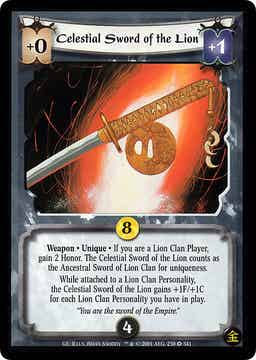 L5R : ITEM : Celestial Sword of the Lion V.1 (UNKNOW DISTRIBUED FIRST PRINT-RUN) (Promo GE) - FOIL