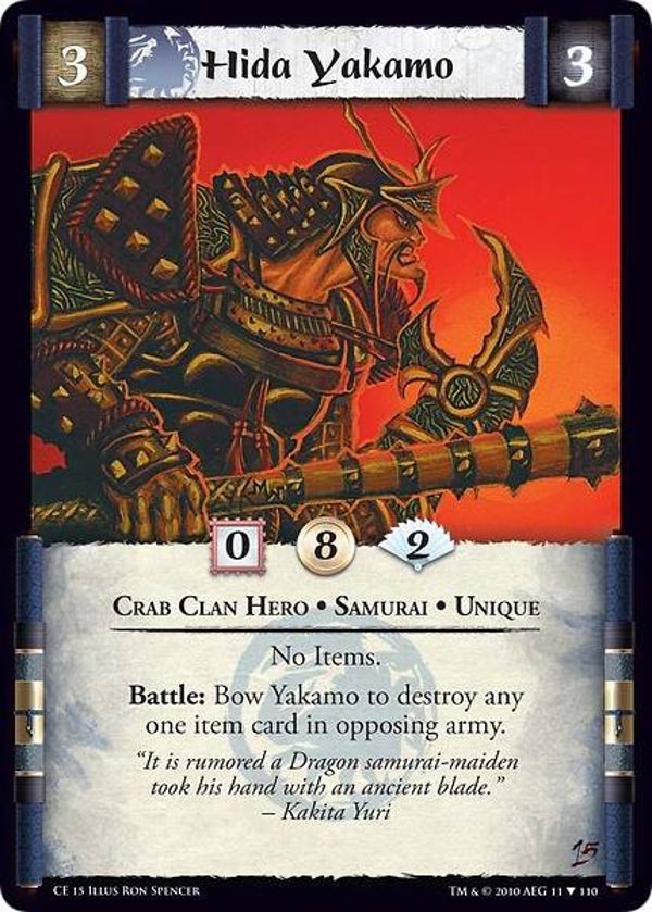 L5R : CLAN : CRAB : Hida Yakamo (Hero) (Promo CE15 - 11/110)