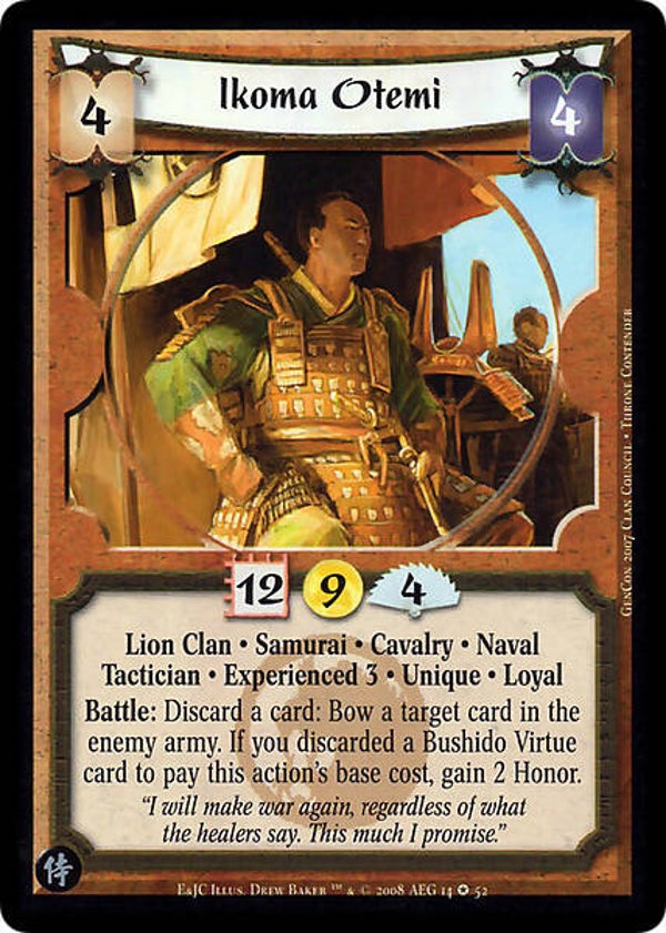 L5R : CLAN : LION : Ikoma Otemi • Exp 3 (Test of the Emerald and Jade Championships (E&JC)) - FIXED