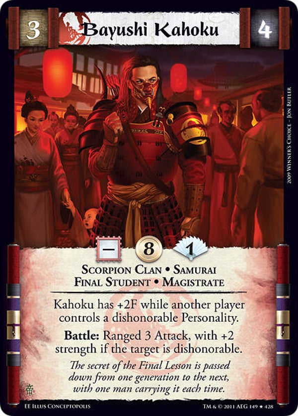 L5R : CLAN : SCORPION : Bayushi Kahoku (EMPEROR ED) - RARE