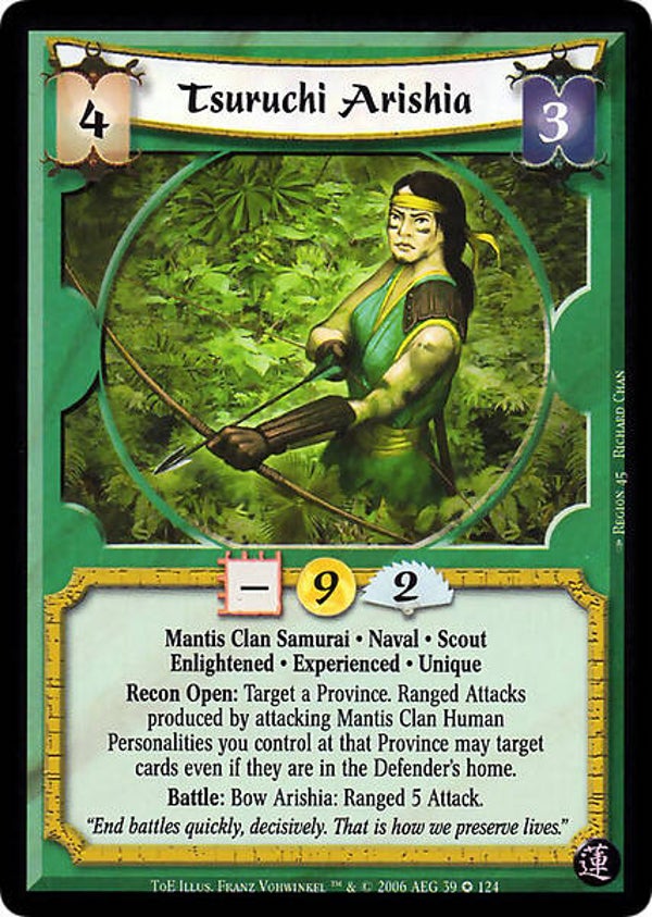 L5R : CLAN : MANTIS : Tsuruchi Arishia • Exp (Test of Enlightenment (ToE)) - FIXED