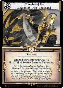 L5R : HOLDING : Charter of the Legion of Two Thousand - (Promo TSE (EE))