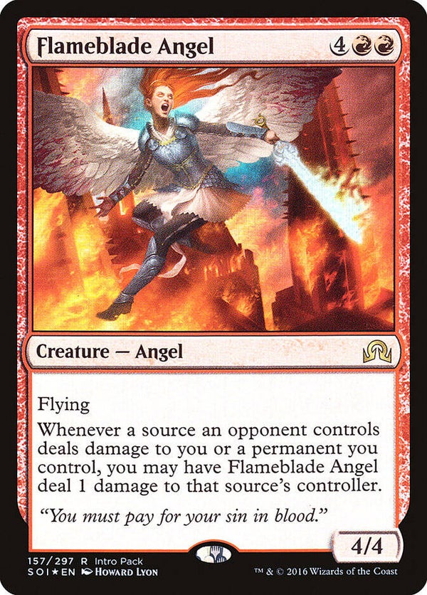 Magic : The Gathering (MTG) : Flameblade Angel (V.2) - Promo : Intro Pack : Shadows over Innistrad (SOI) A.A. - FOIL (SPLD-PLD)