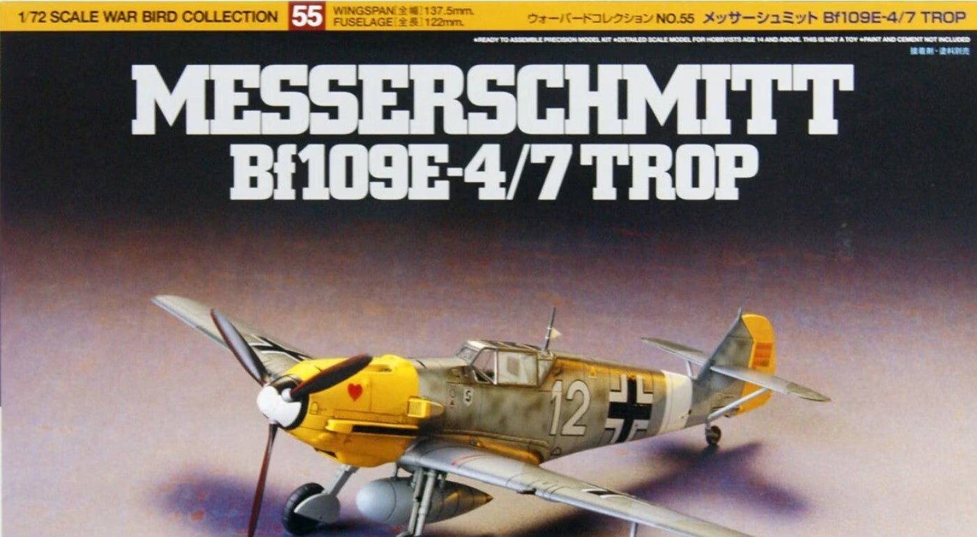 TAMIYA : REF : 60755 : 1:72 : WAR BIRD COLLECTION : German MESSERSCHMITT : BF109E-4/7 TROP