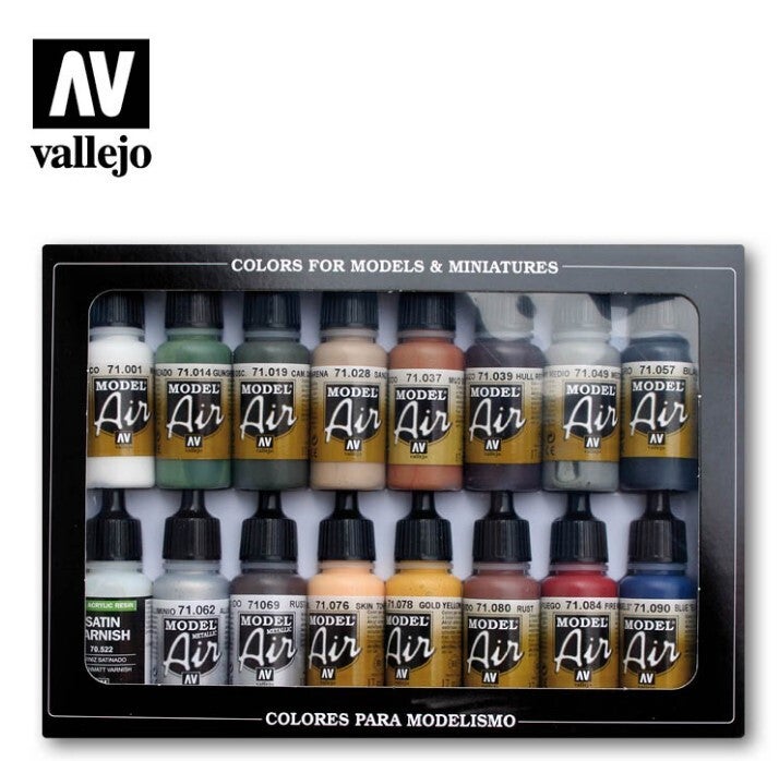 VALLEJO : REF : VAL71191 : MODEL AIR COLOR SERIE (AIRBRUSHING) : Railway Colors (Europe) : (16) (BOX SET / COFFRET)