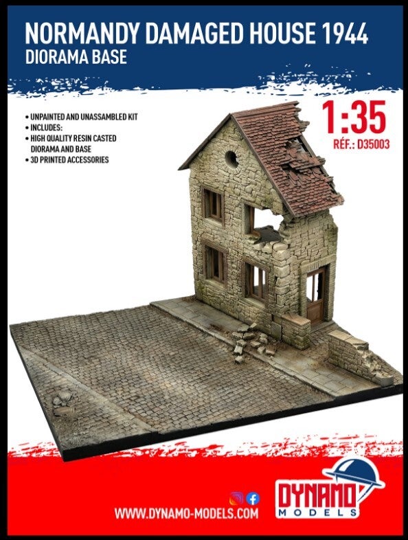 DYNAMO MODELS : REF : DYM-D35003 : 1:35 : DIORAMA BASE : “Normandy Damaged House 1944” (WWII)