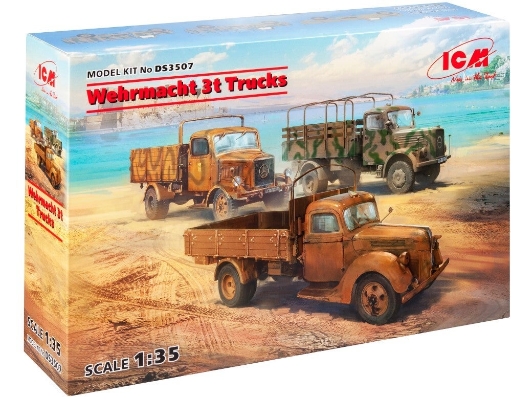 ICM : REF : DS 3507 : 1:35 : VEHICLE SET : German Wehrmacht WWII 3t Trucks (V3000S, KHD S3000, L3000S) (3)