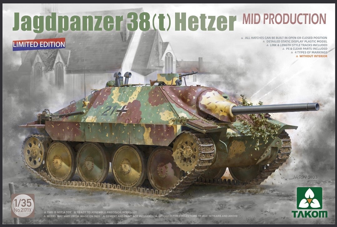 TAKOM : REF : 2171X : 1/35 : German Jagdpanzer 38(t) Hetzer (Mid Prod.) (Without Interior) (LIMITED EDITION)