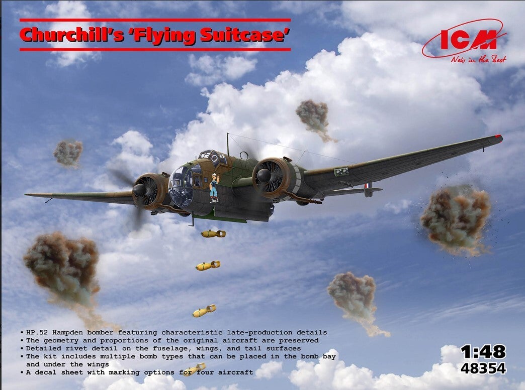ICM : REF : 48354 : 1:48 : UK (RAF) : HANDLEY PAGE : HP.52 Hampden TB.Mk.I (LATE) (Churchill’s “Flying Suitcase”)