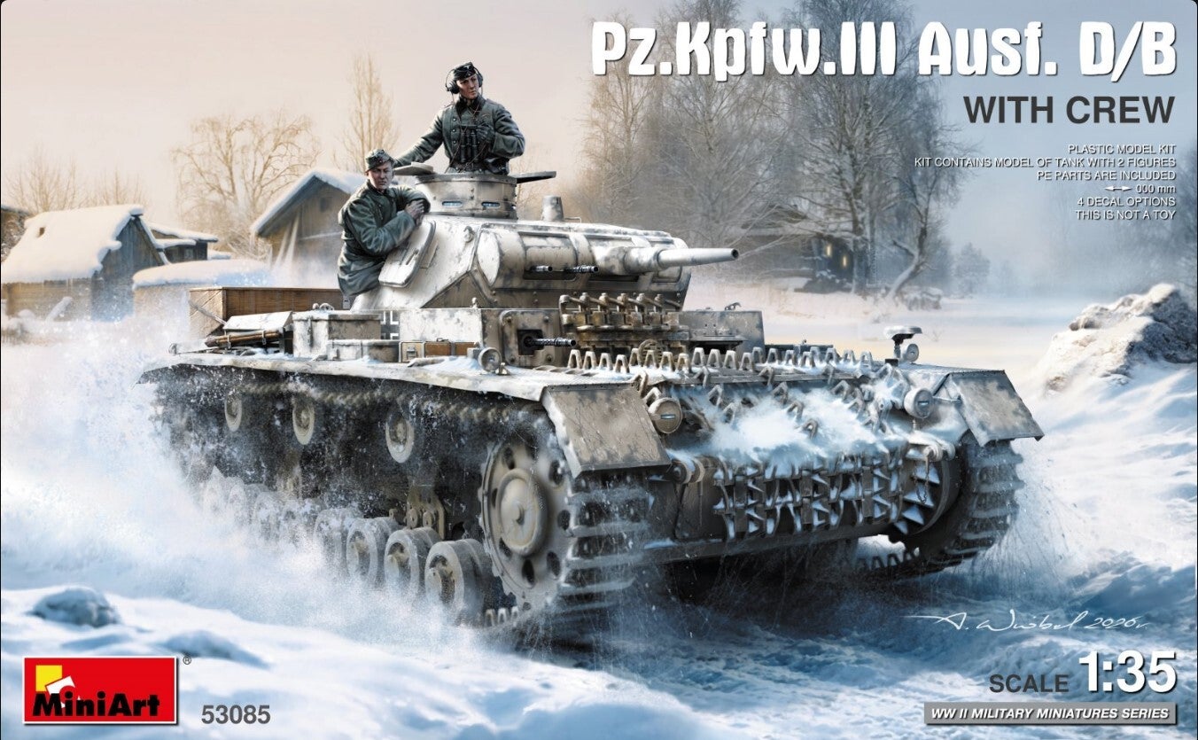 MINIART : REF : MINIART 53085 : 1:35 : German Pz.Kpfw.III Ausf. D/B (With Crew (2 Fig.))