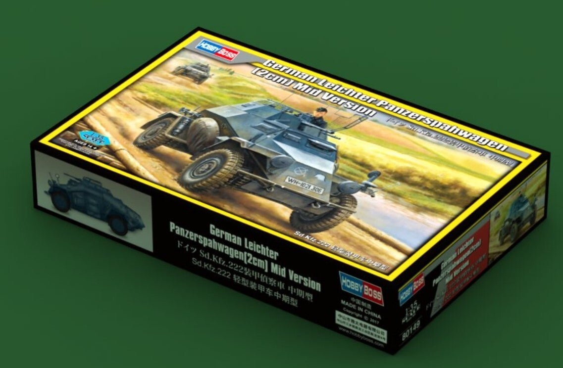 HOBBY BOSS : REF : 80149 : 1:35 : German Sd.Kfz. 222 Leichter Panzerspahwagen (2 cm) (Mid Version) (Véhicule de Reconnaissance Léger)
