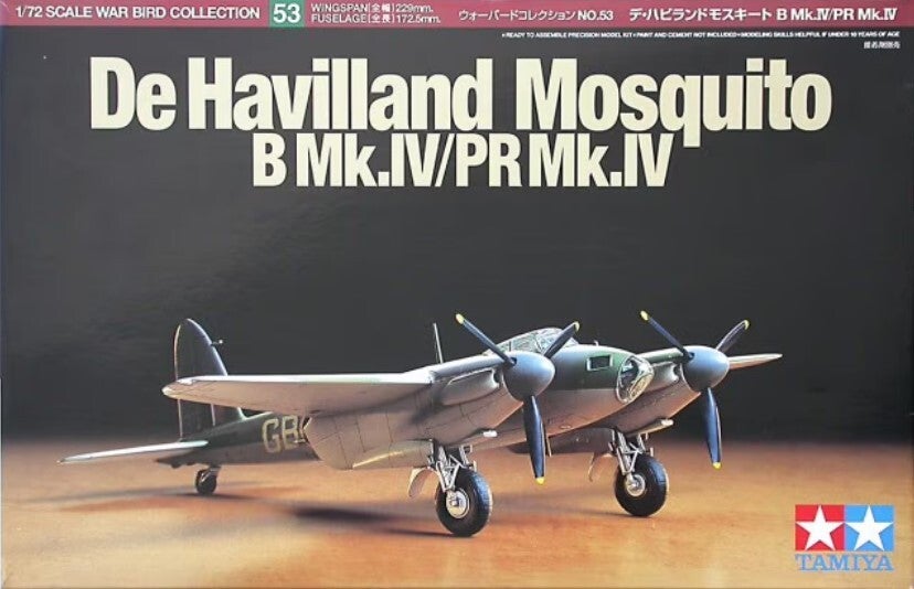 TAMIYA : REF : 60753 : 1:72 : WAR BIRD COLLECTION : UK (RAF) : DE HAVILLAND : MOSQUITO B MK.IV/PR MK.IV