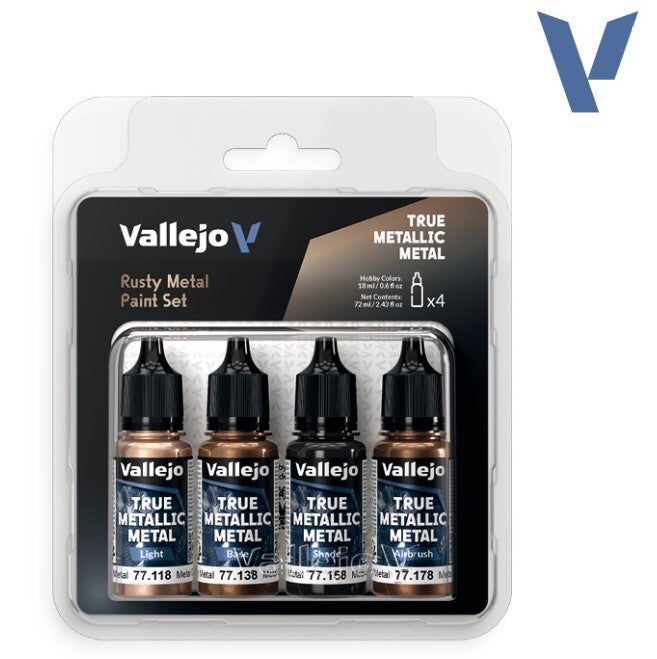 VALLEJO : REF : 77269 : TRUE METALLIC METAL (TMM) SERIE : PAINT SET : Rusty Metal (4 x 18 ml)